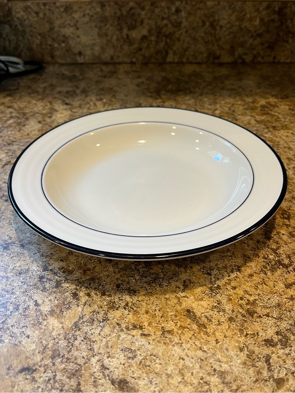 Crate&Barrel Roulette Blue Band Low Bowl